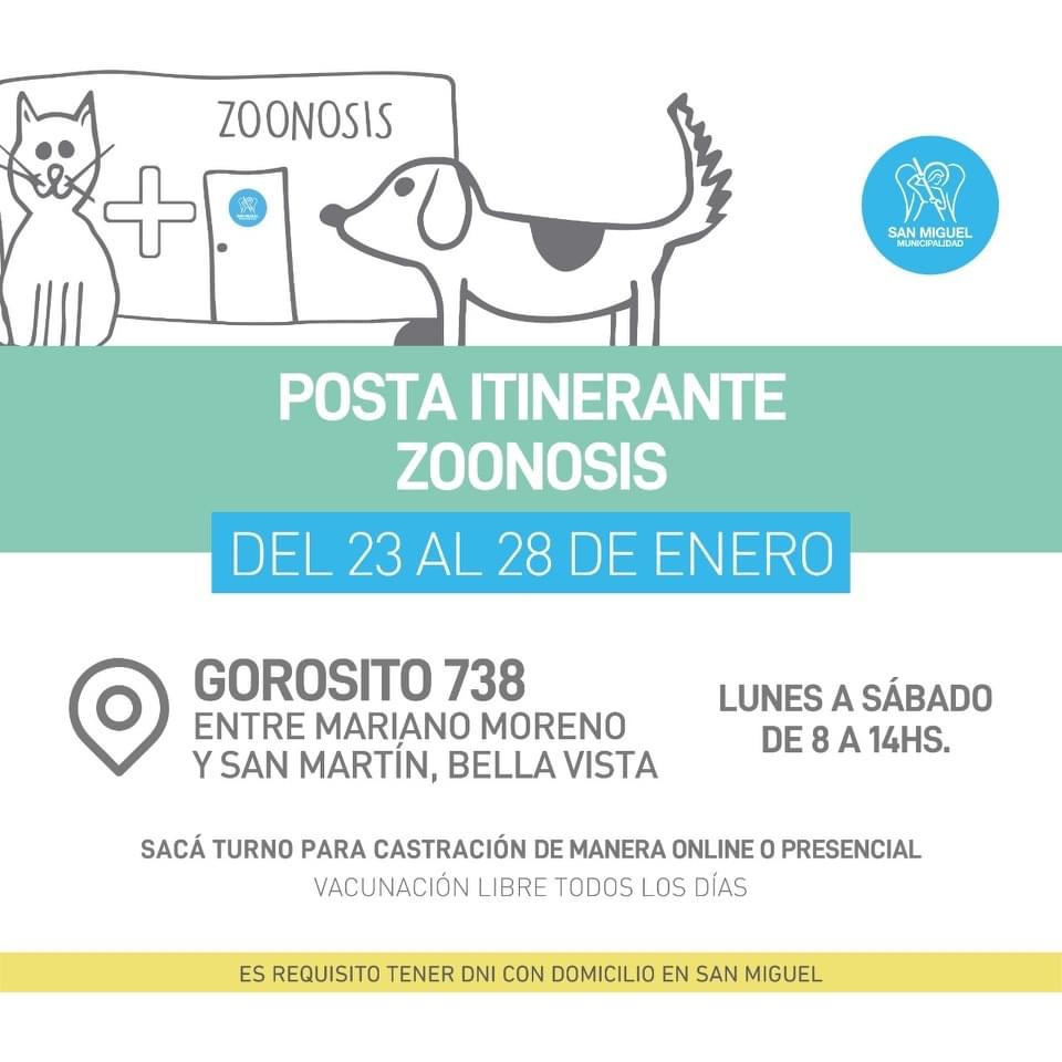 Posta itinerante del 23 al 28 de enero en Bella Vista
