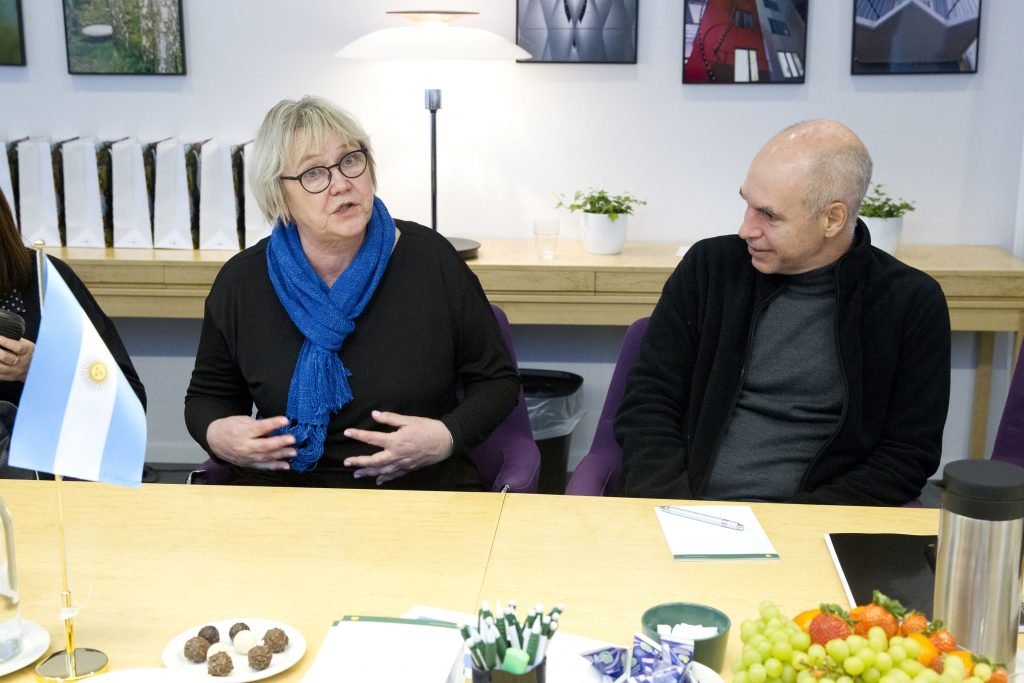 Visita del alcalde de Buenos Aires, Horacio Rodríguez Larreta a Estocolmo. Reunión con la vice alcaldesa de vivienda de Estocolmo, Inger Johansson.