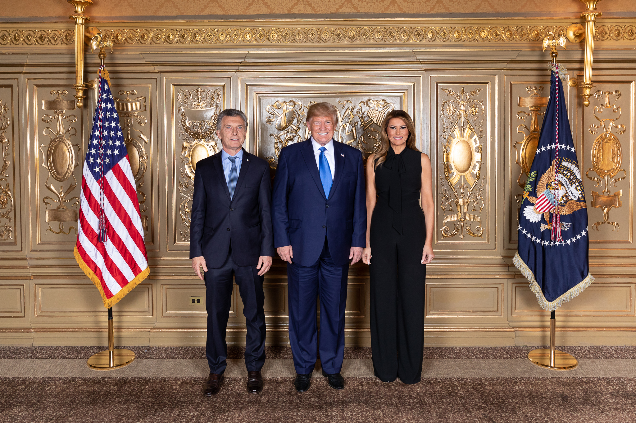 El Presidente Macri junto a Trump y Melania Trump.