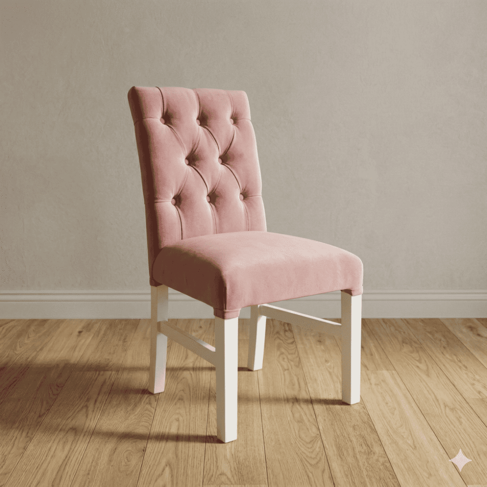 Silla Aghata con Capitoné Base Blanca