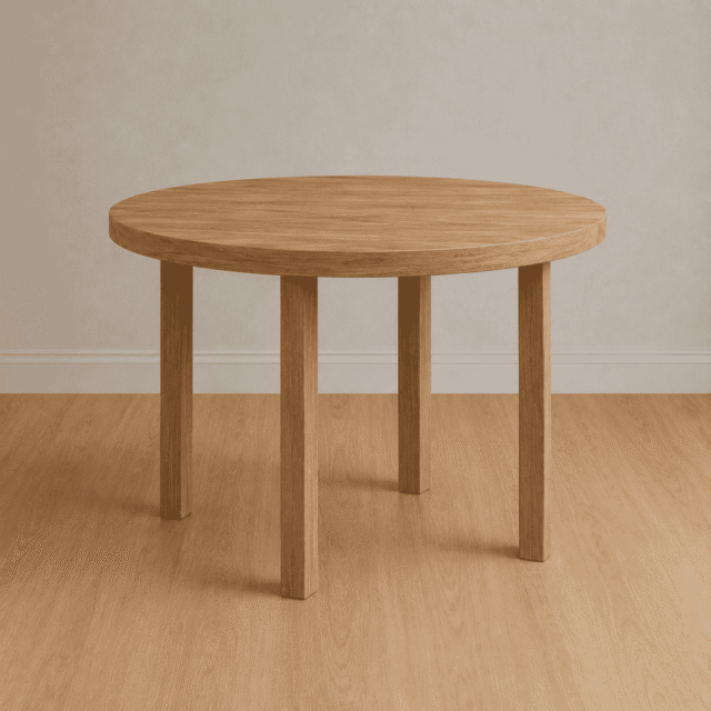 Mesa Enchapada Petiribi Redonda - Base 4 Patas Con Lustre