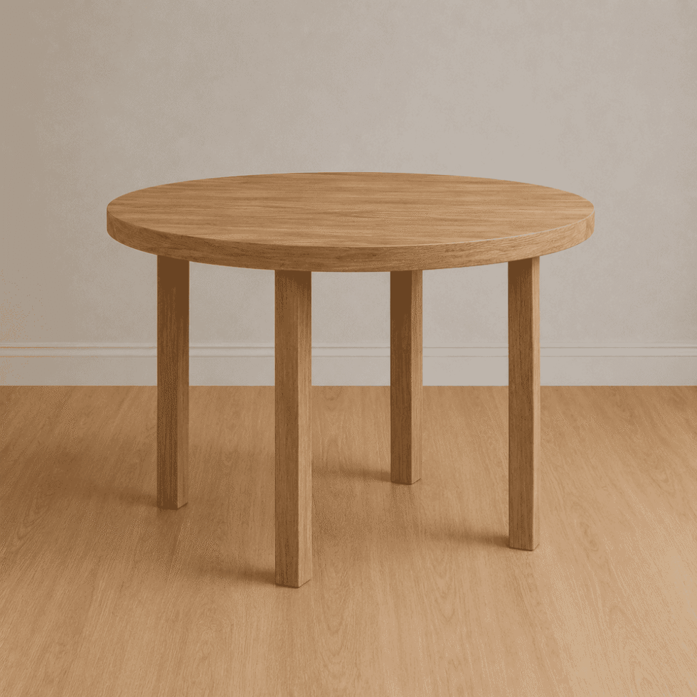 Mesa Enchapada Petiribi Redonda - Base 4 Patas Con Lustre