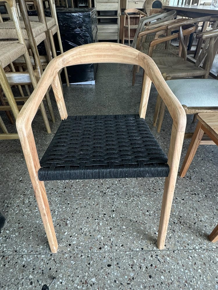 Silla Bali Curva Tejida Kraft Negro Paraíso - Imagen 2