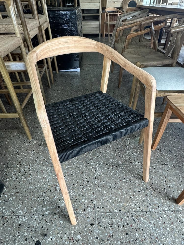 Silla Bali Curva Tejida Kraft Negro Paraíso - Imagen 3