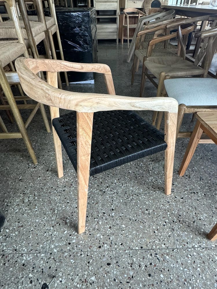 Silla Bali Curva Tejida Kraft Negro Paraíso - Imagen 4