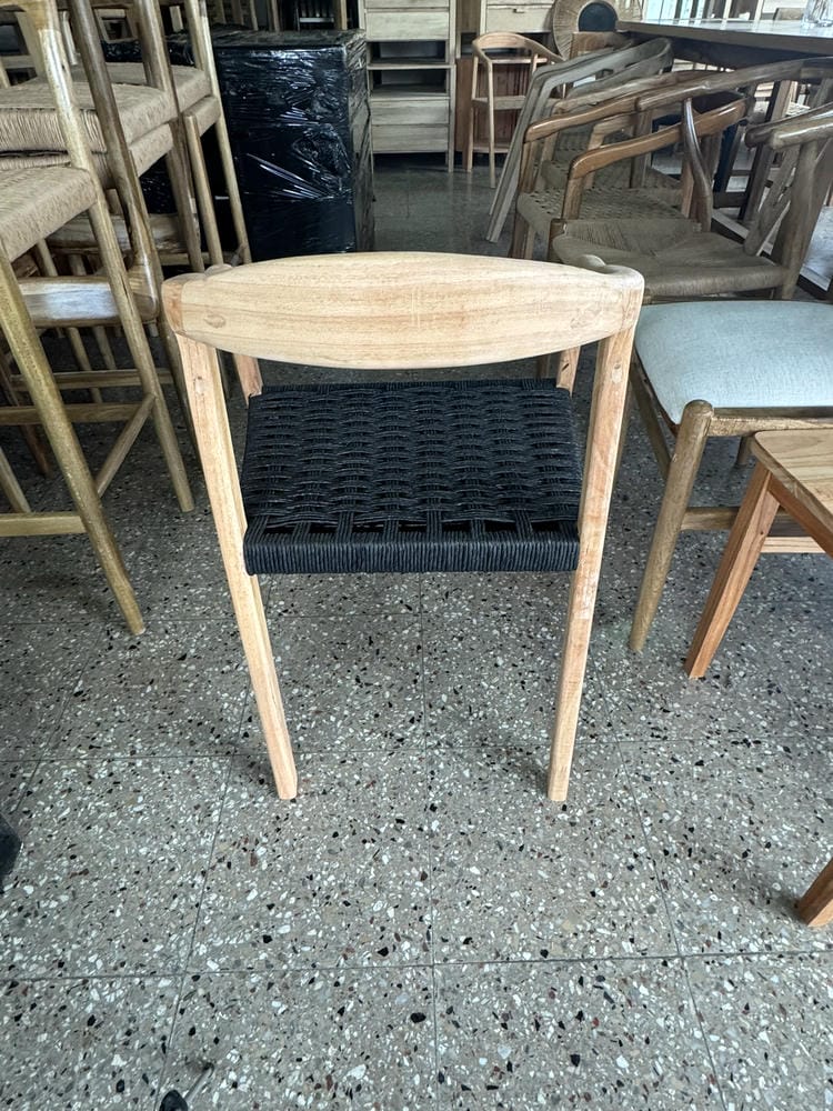 Silla Bali Curva Tejida Kraft Negro Paraíso - Imagen 5