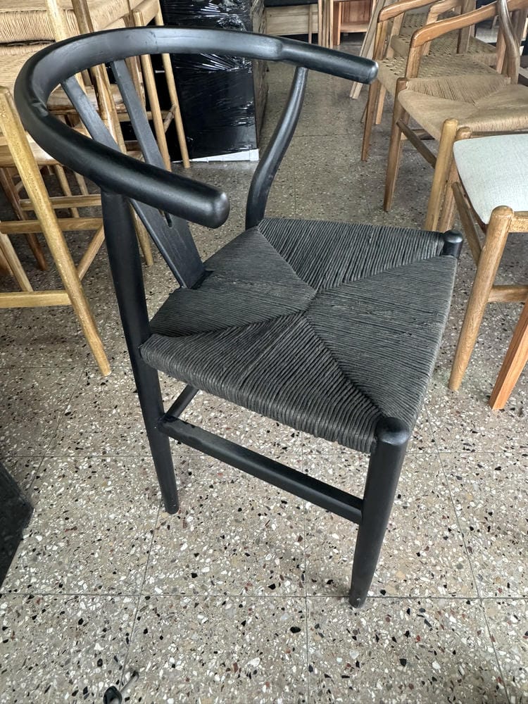 Silla Wishbone Tejida Full Black - Imagen 4